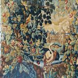 old tapestry with greenery and birds decoration