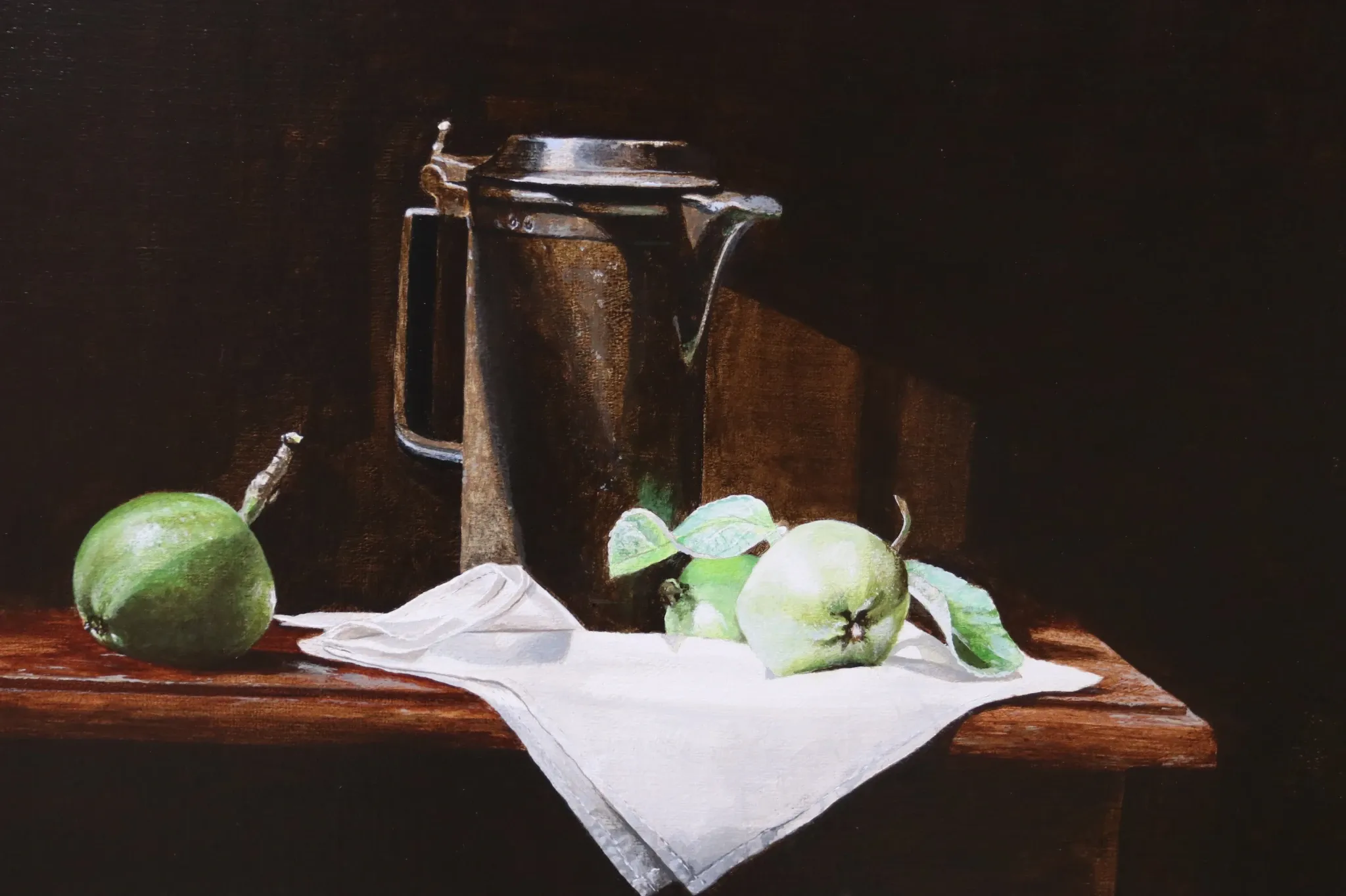 Still life with pewter jug and apples – Marjolein van den Berg, c. 2011