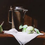 Still life with pewter jug and apples – Marjolein van den Berg, c. 2011