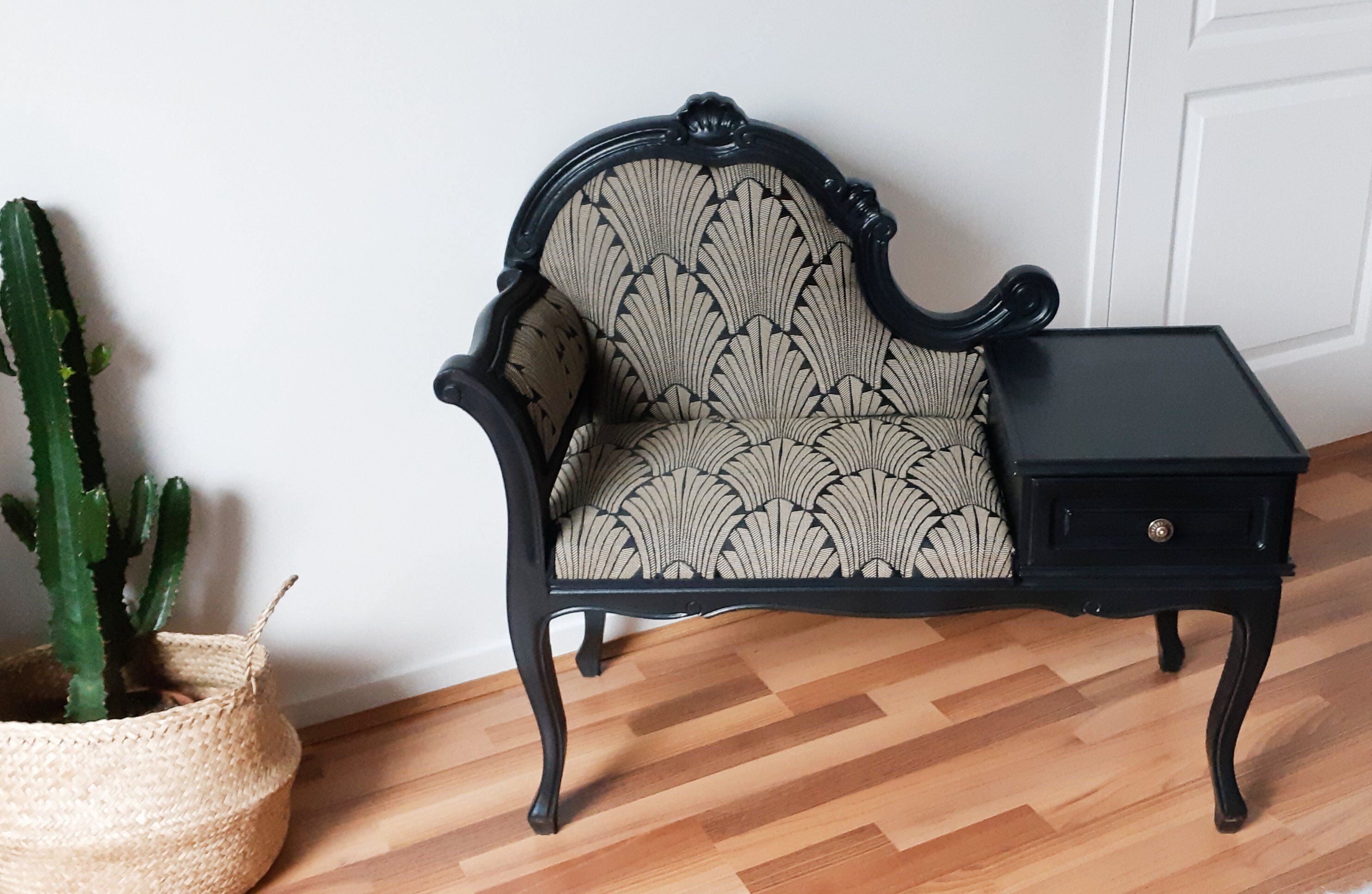 Telephone bench with redesigned armchair