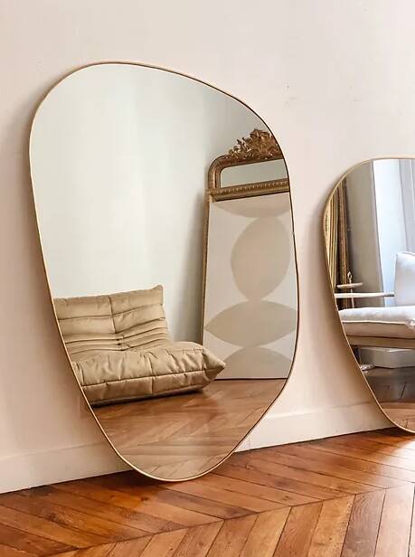 Large organic dune mirror - gold