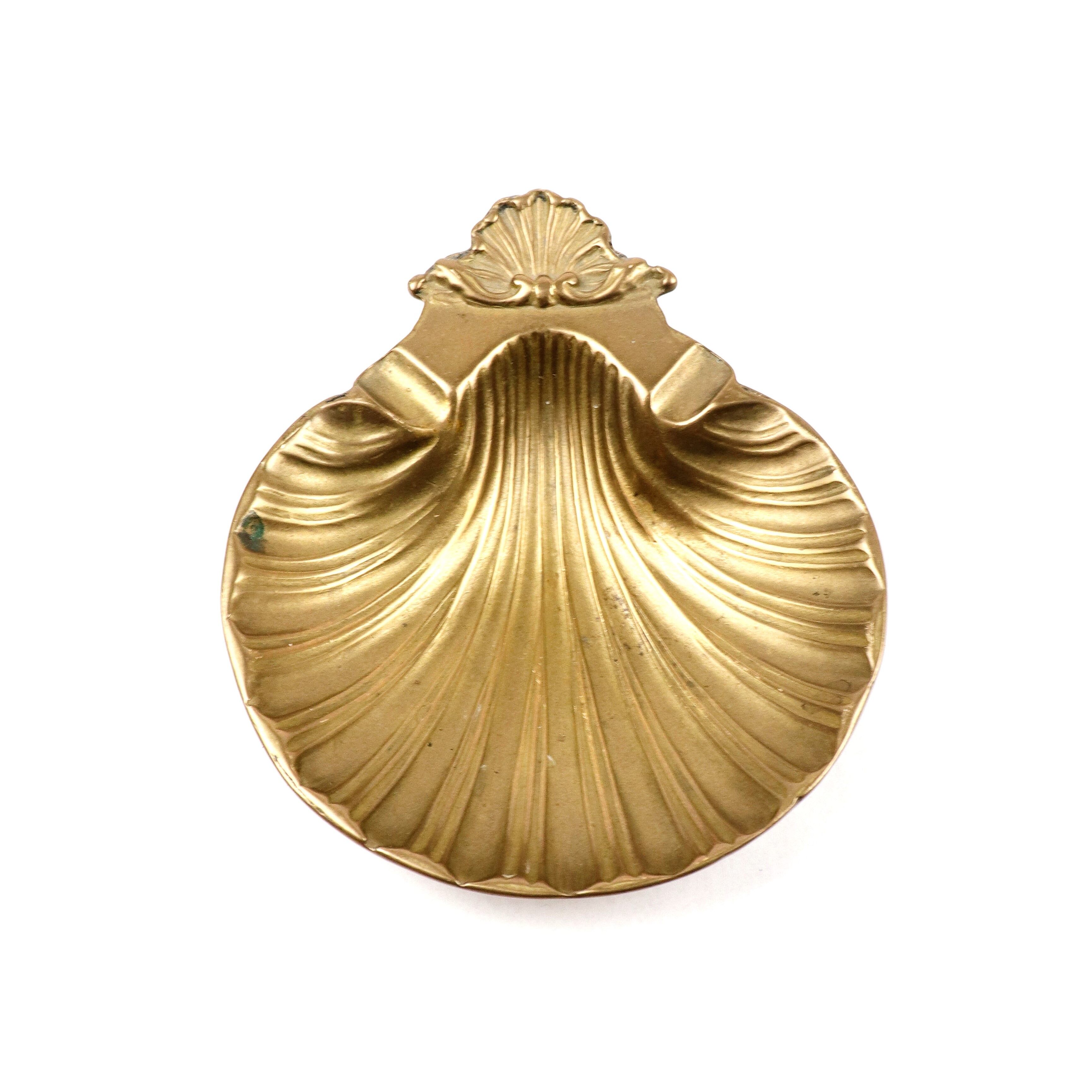 Shell shape trinket dish, bronze metal