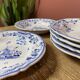 Ensemble de 6 assiettes creuses décor bleu Moustiers