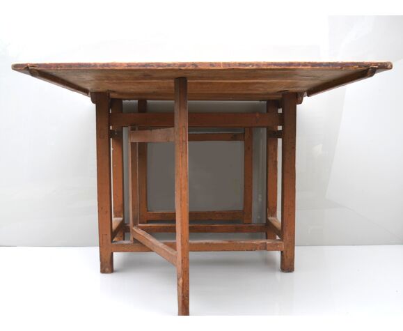 Antique Early 19th Century Pine Folk Art Country Drop Leaf Eg Dining Table Selency Drop Leaf Eg Dining Table, Antique Folding Dining Table