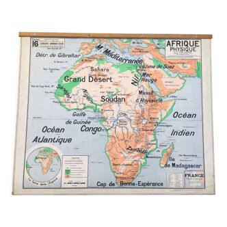 Carte scolaire afrique physique vidal lablache 16 vintage