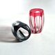 SAINT-LOUIS set of 2 crystal double overlay red engraved shooter glasses