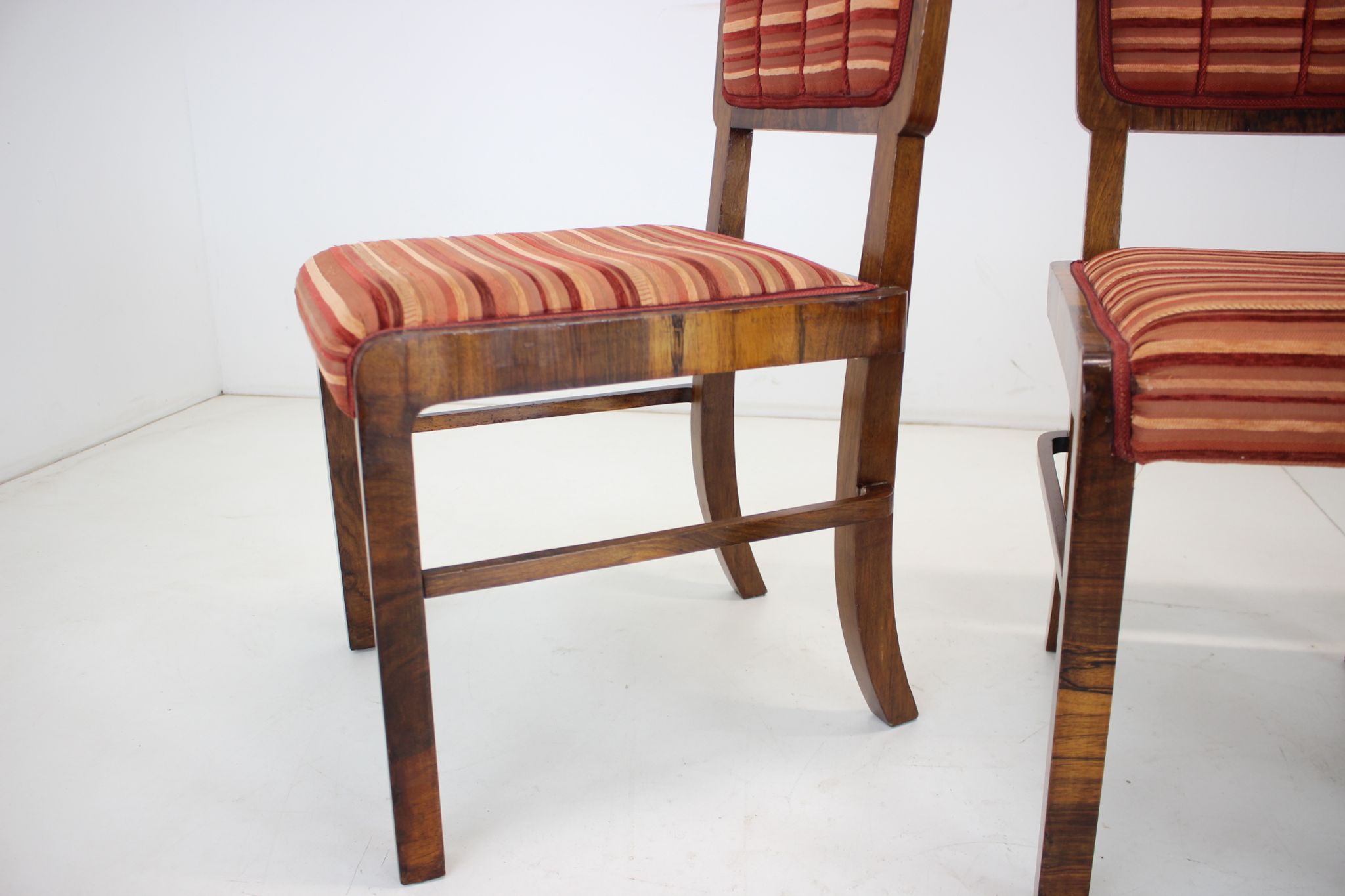 1930s set of 4 art deco dining chairs, czechoslovakia