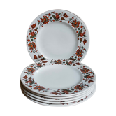 Six vintage English fine porcelain dessert plates
