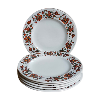 Six vintage English fine porcelain dessert plates