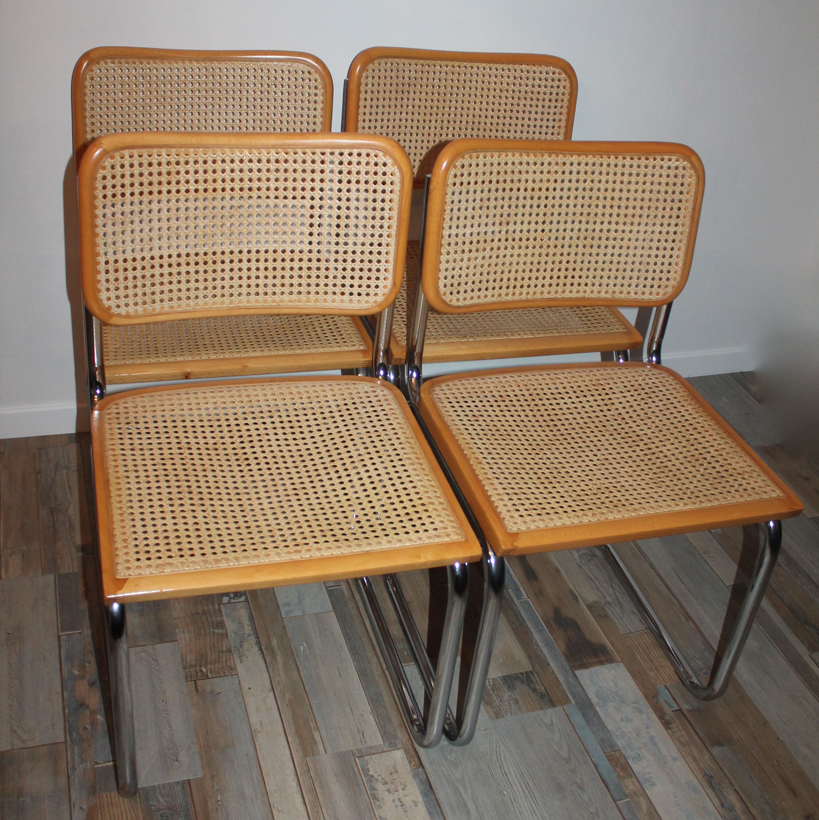 Lot de 4 chaises Cesca B32 par Marcel Breuer