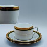 Duo cups Limoges bordered green gilded with fine gold