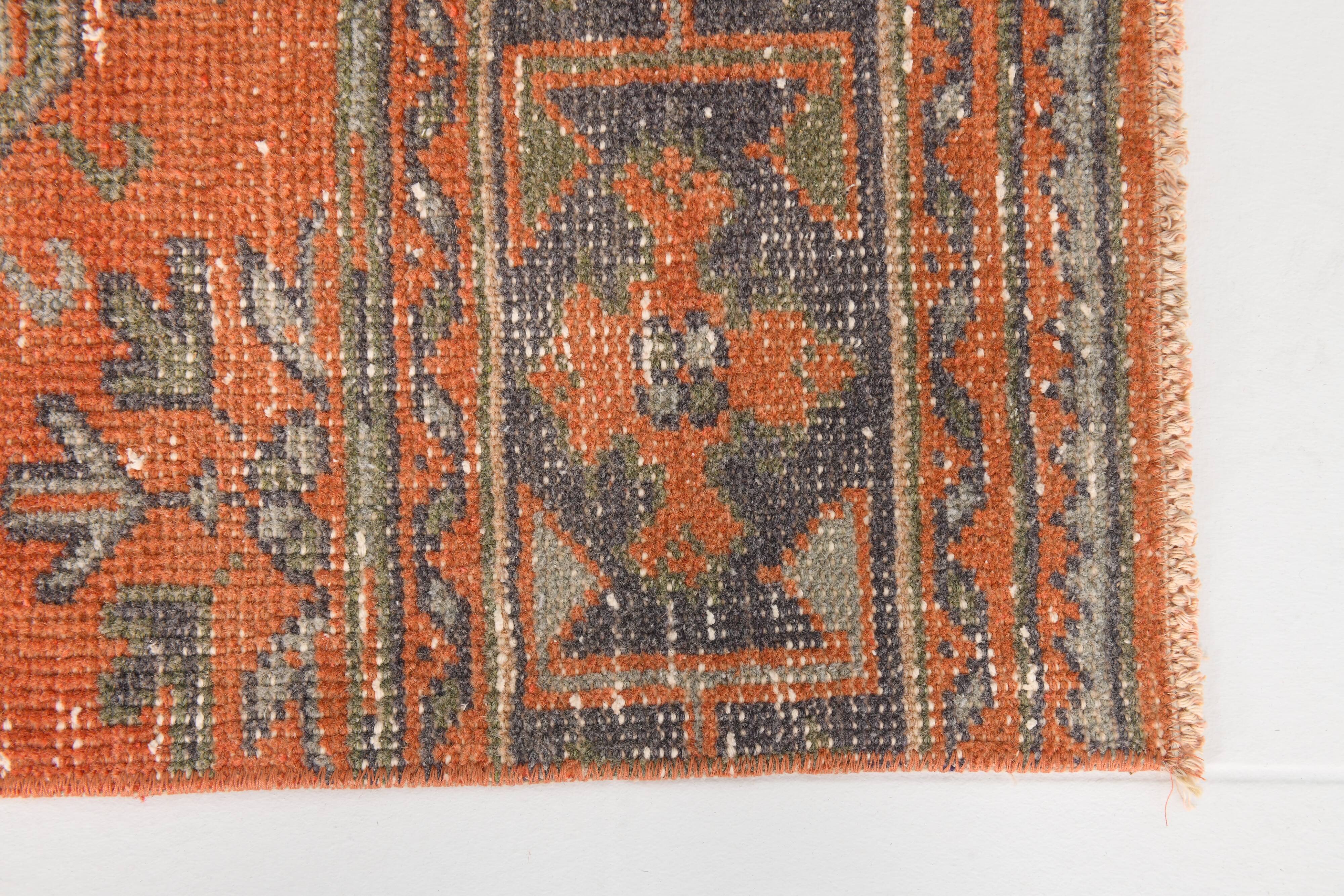 Tapis de couloir vintage rouge corail classique, 75 x 357 cm