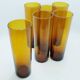 6 grands verres en ambre soufflé bouche