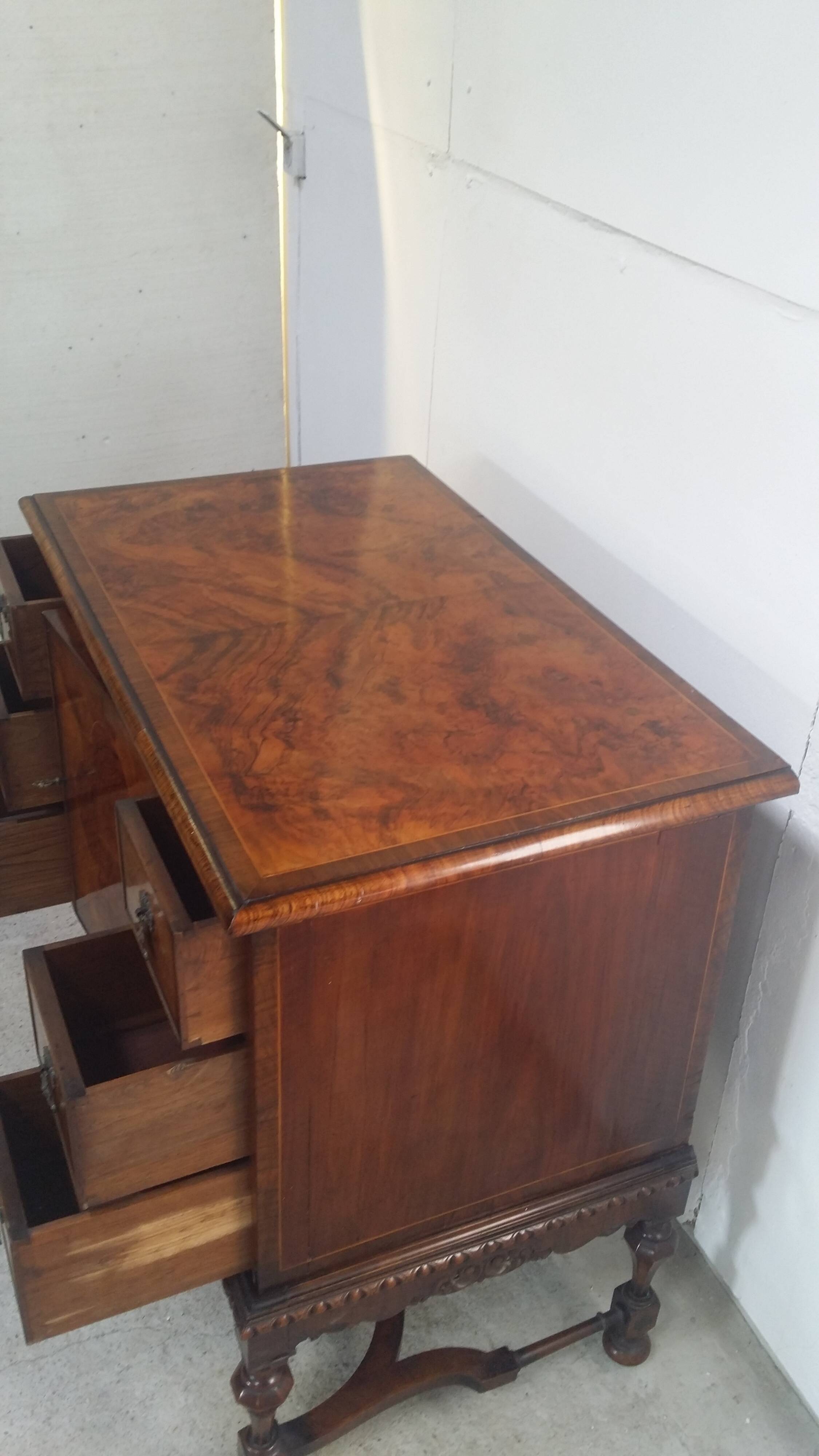 English burl walnut cabinet