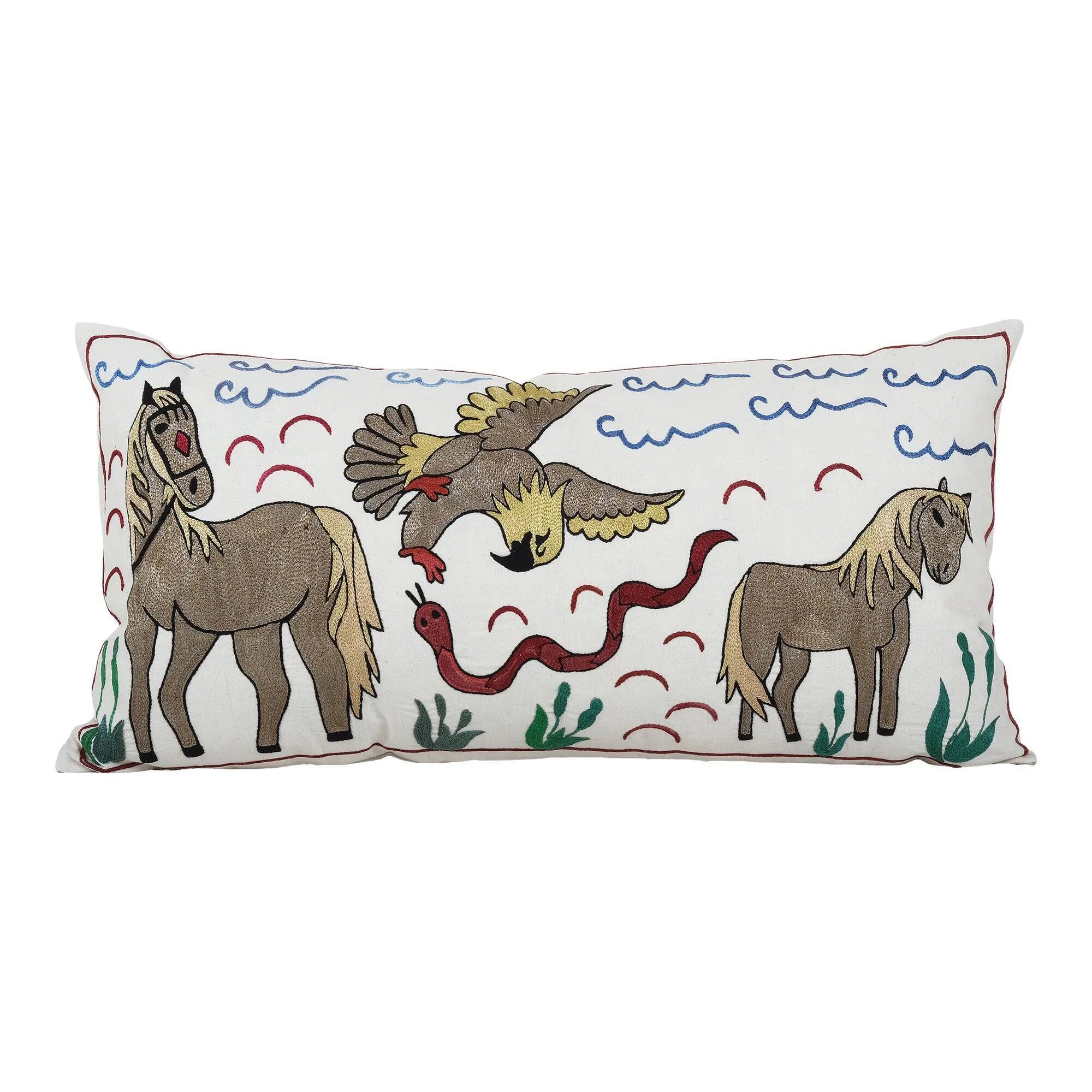 Vintage embroidered cushion cover 46x89 cm