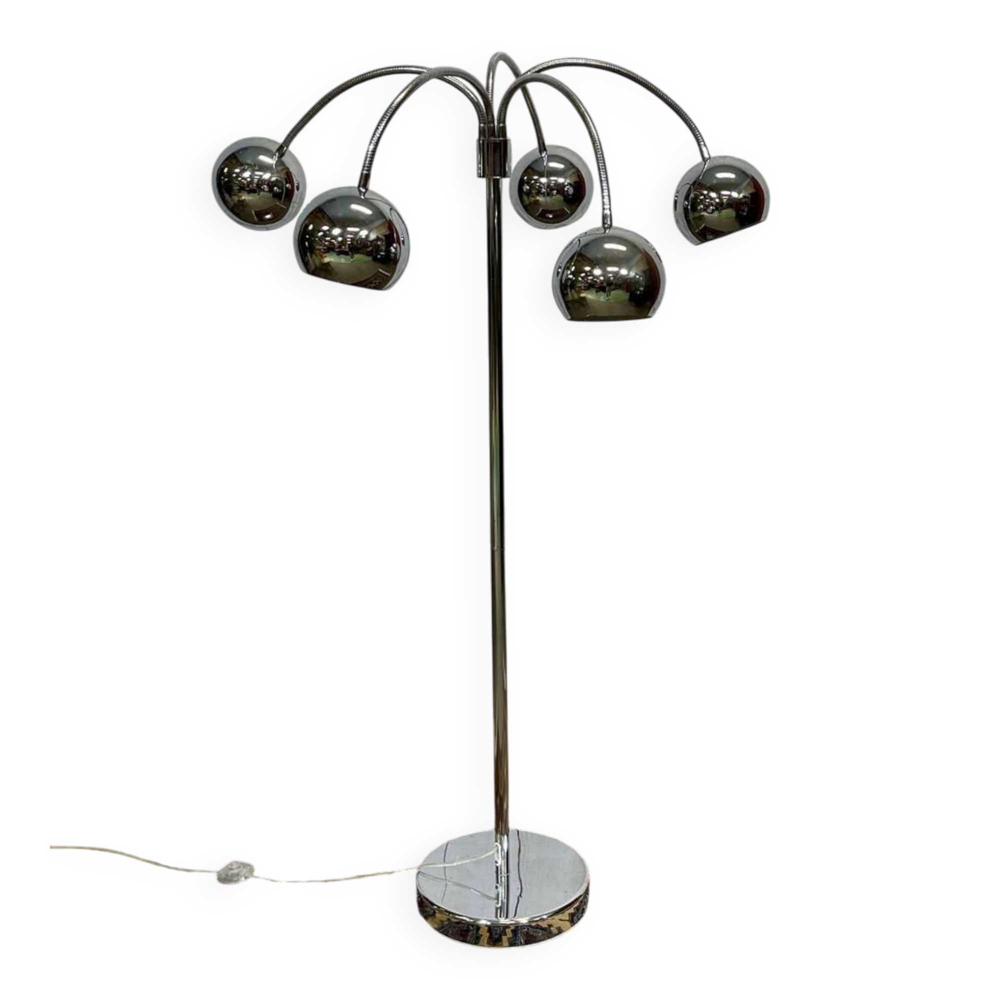 1980s chrome floor lamp with 5 adjustable branches