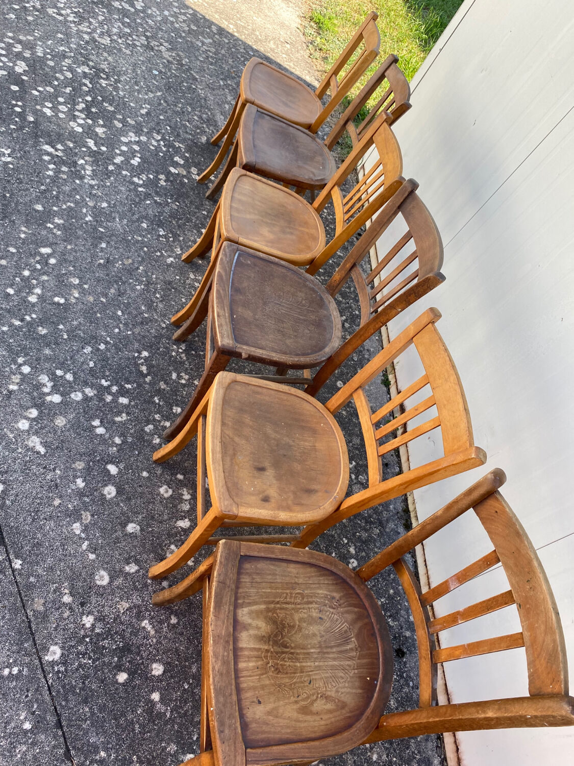 Set of 6 mismatched bistro chairs