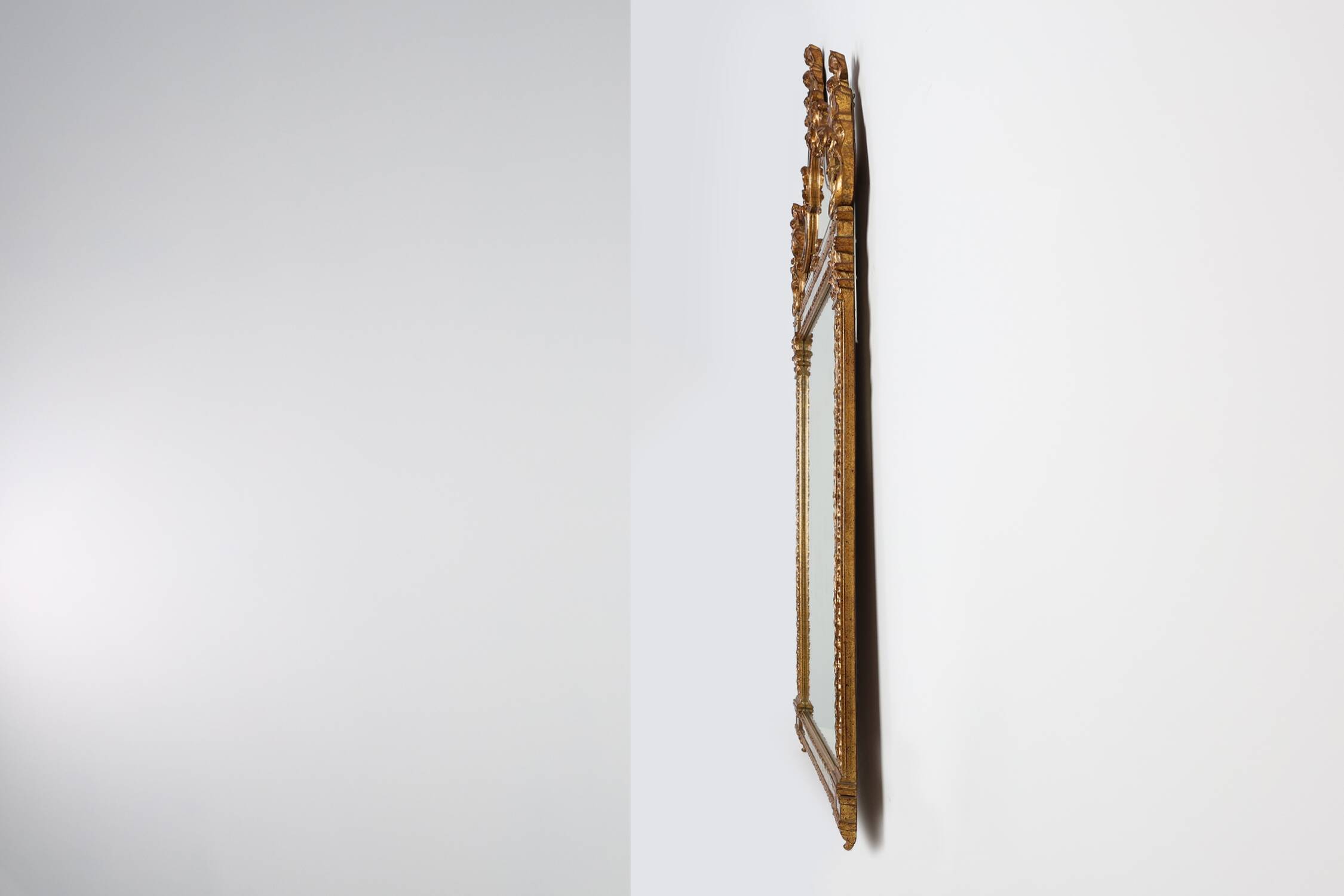 20th century Belgian Rococo-Venetian Mirror in Gilded Wood