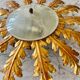 Golden sunburst ceiling chandelier with metal and glass, 1960s