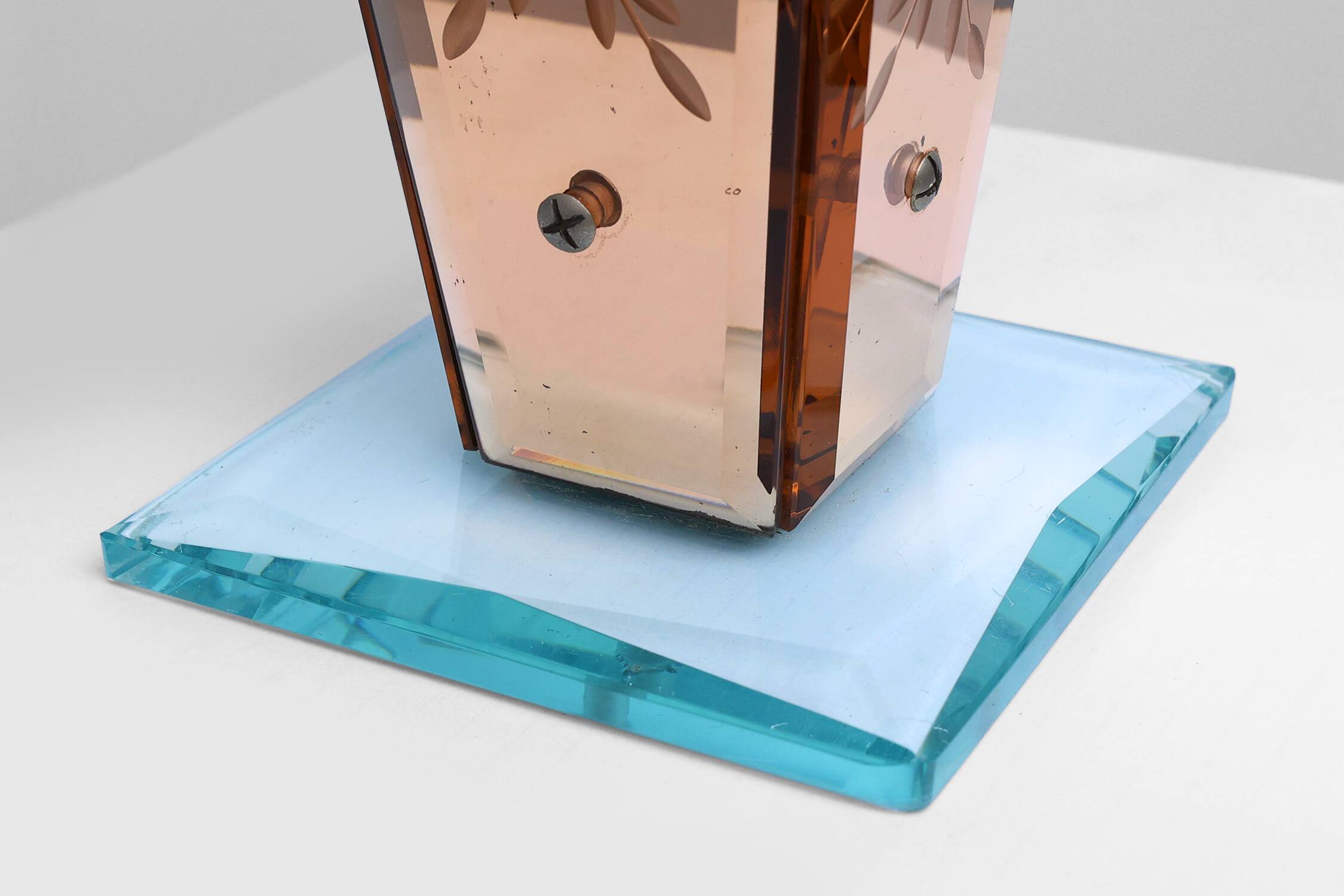 Art Deco Vase in Glass, Mirrored Glass and Wood, France 1920s