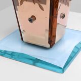 Art Deco Vase in Glass, Mirrored Glass and Wood, France 1920s