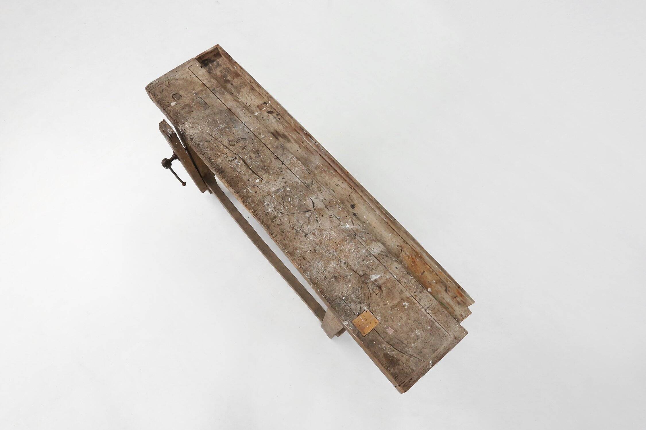 Industrial solid oak Workbench, Belgium ca. 1900