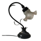 Tulip lamp in patinated black metal with an opaque glass shade.