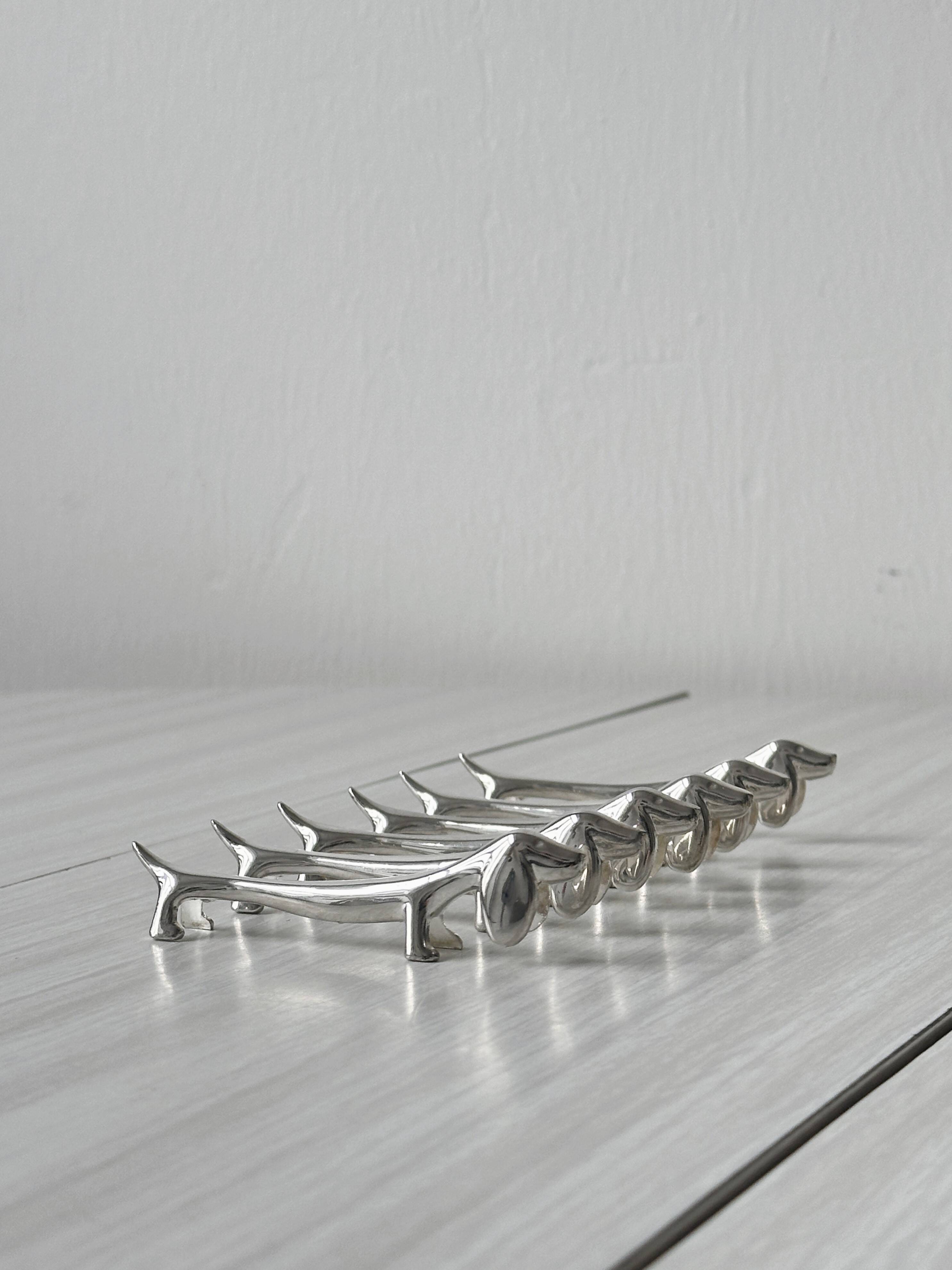 White stainless steel dachshund knife holder