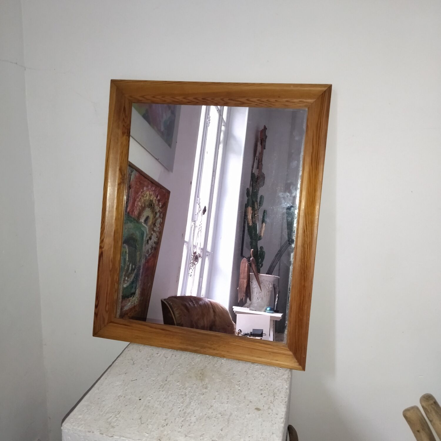Scandinavian pine mirror Makisen Kuvastin 80s