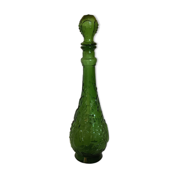 Bouteille carafe verte motif pomme poire raisin Italie