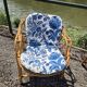 Rattan lounge with two armchairs and a vintage 1950s bench.