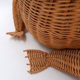 Vintage wicker frog and scoubidou, Olivier Cajan, 1970s