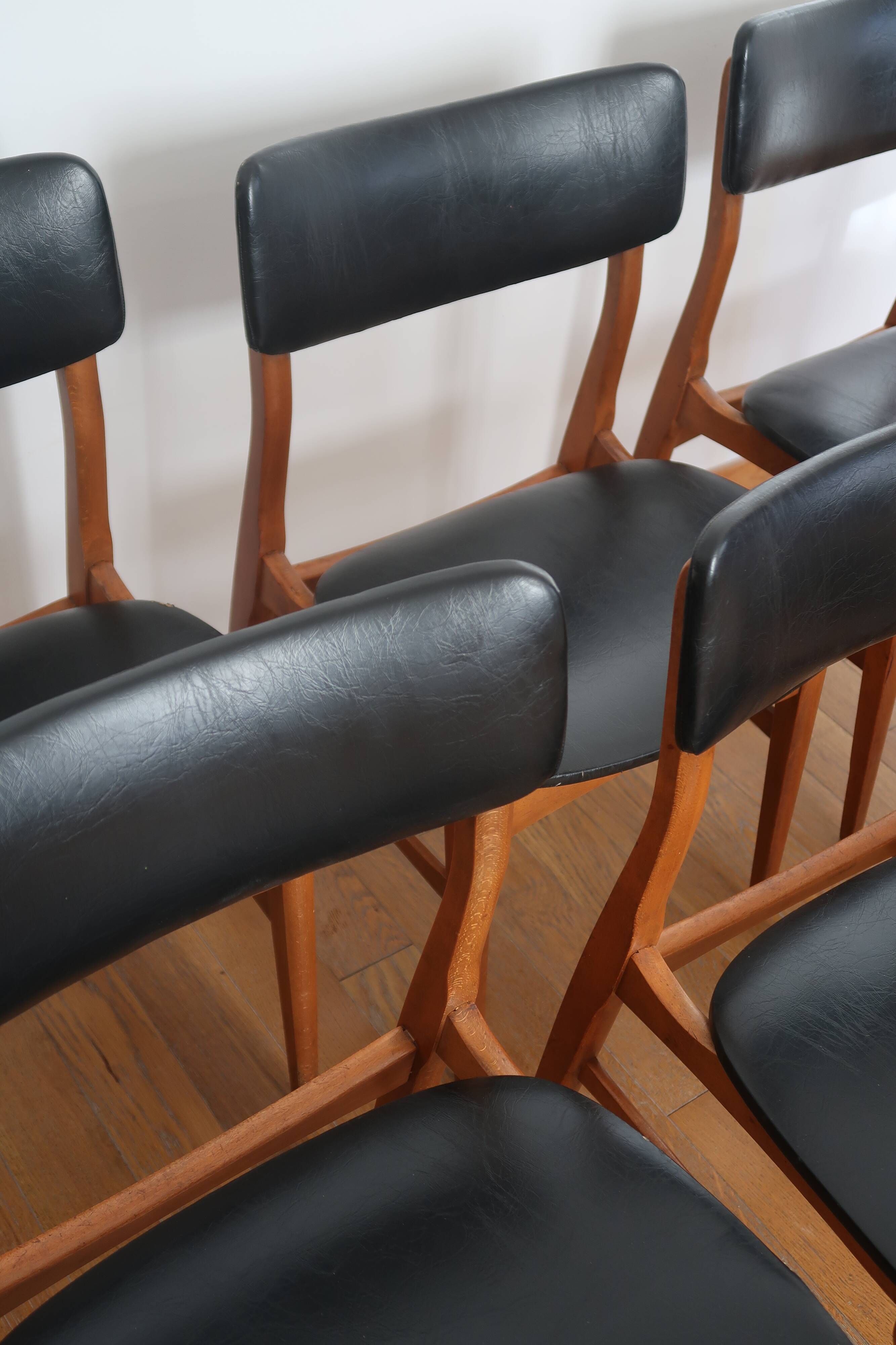 Lot de 6 chaises scandinaves skaï noir