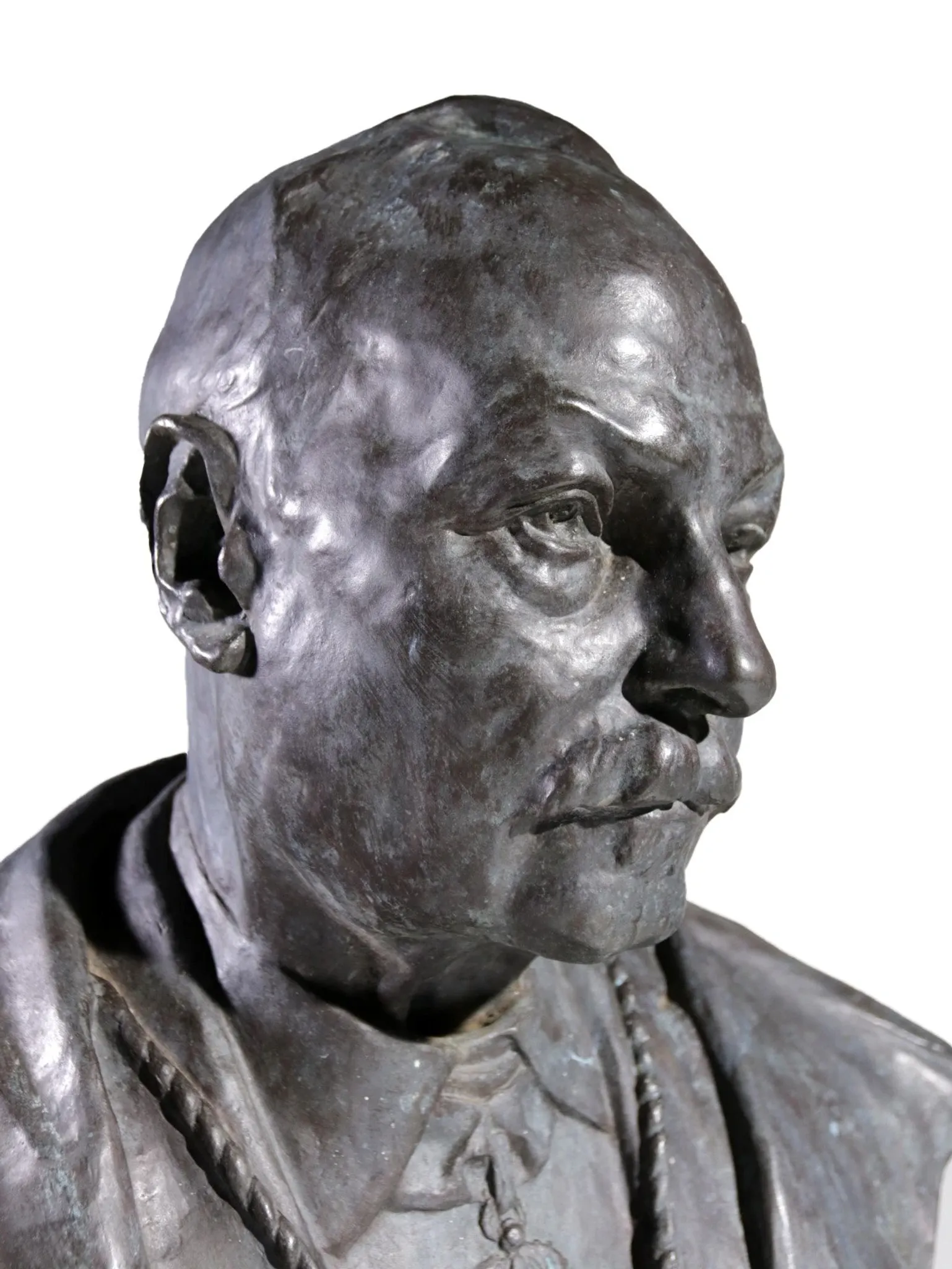 Bronze bust of a gentleman with knighthood order – Frantz Vermeylen, 1921