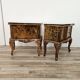 1950s Chippendale bedside tables with black glass