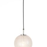 Small chrome Limburg pendant light with glass ball, Germany, 1970s.