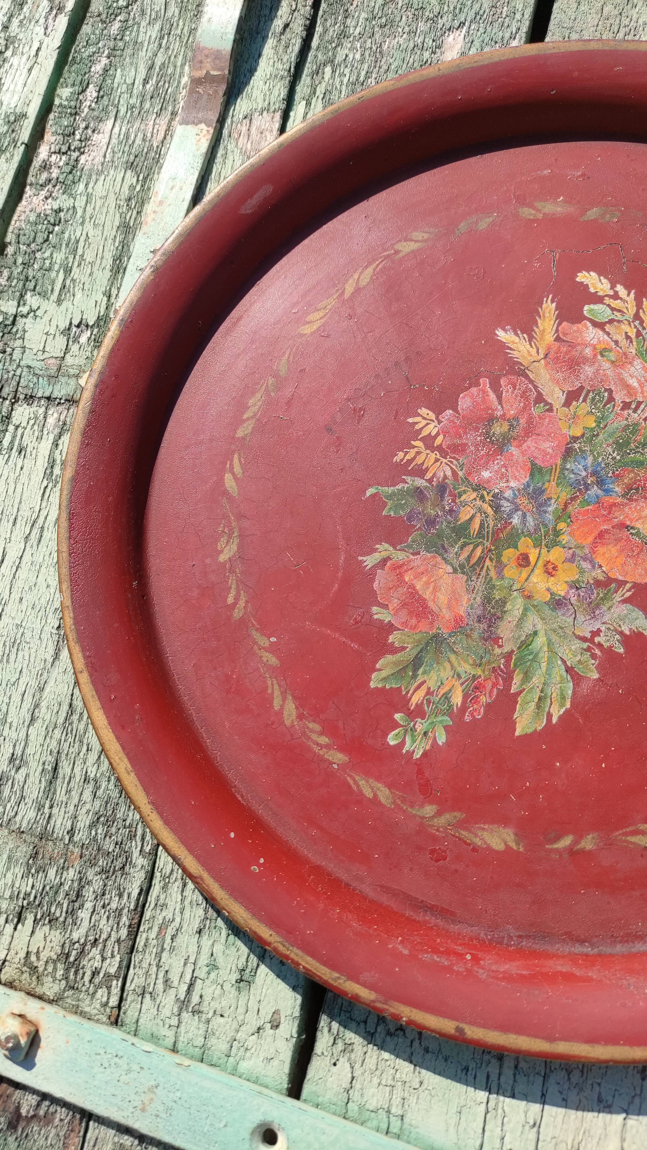 Large plate in painted sheet metal Napoleon III
