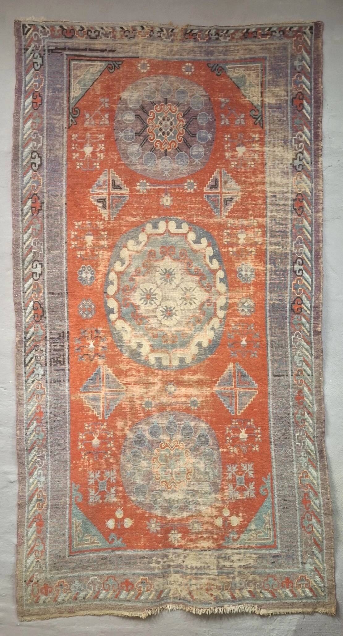 Antique Khotan rug Uyghur East Turkestan 1910