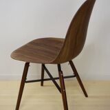 Set of 4 chairs in ABS, wood and metal