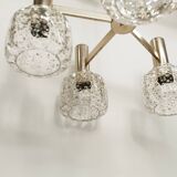 5-branch chandelier in gold and blown glass with gold sequins, 1960