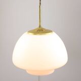 Mid-Century Modern Italian Opaline Glass and Brass Pendant Lamp