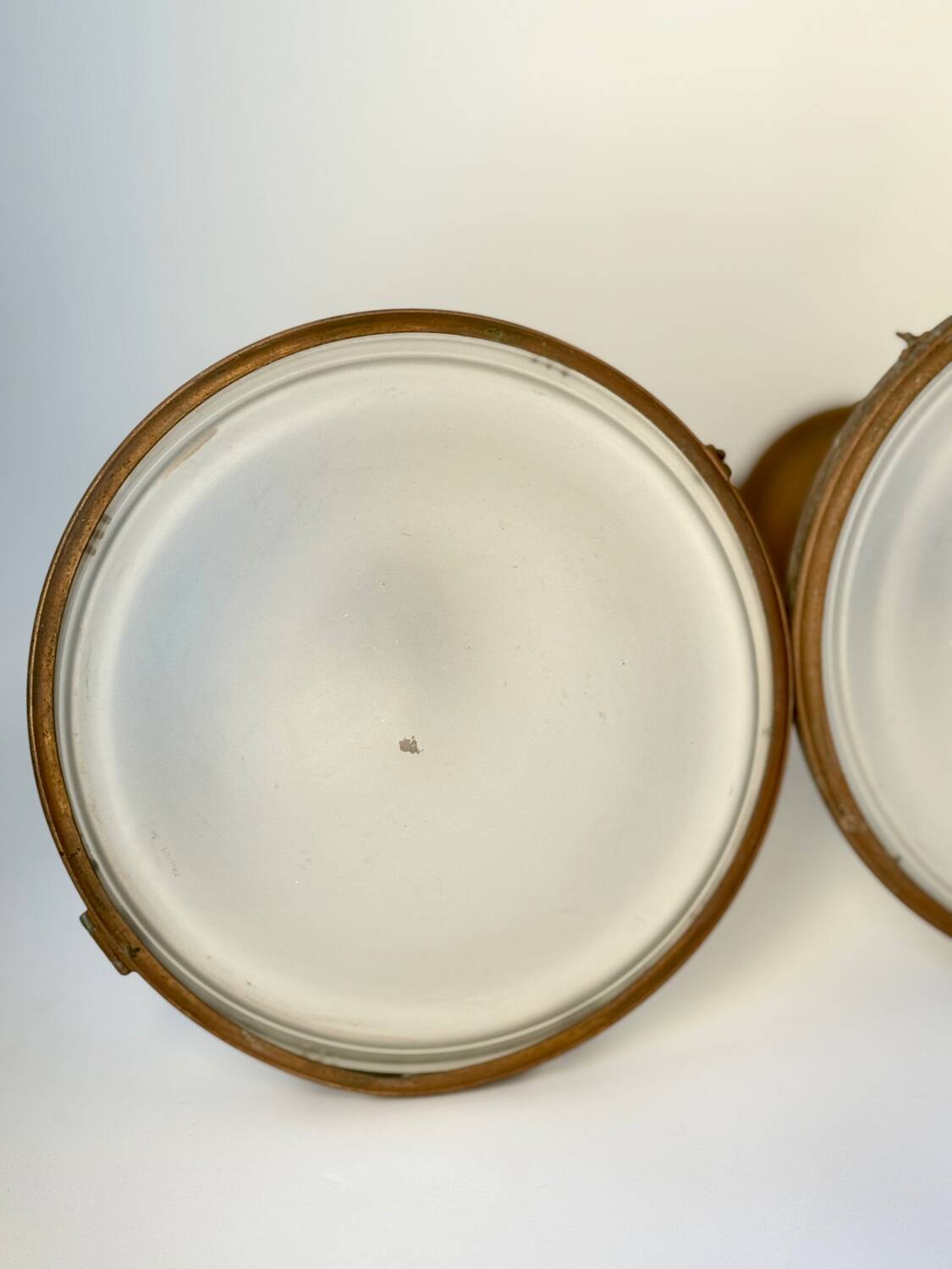 Bauhaus Art Deco Suspension Set in Opaline Glass and Brass 1930
