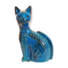 Vintage cat statue, Aldo Londi for Bitossi, Rimini blue series.