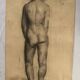Grande dessin d’une femme « Nue « signée vers les années 1940 dimension : hauteur -120 cm- largeur -