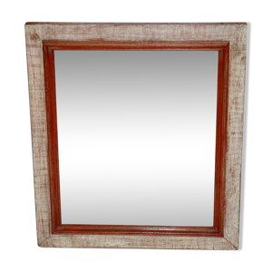 Miroir en bois patine - blanc
