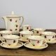 Set of 6 coffee cups his coffee teapot and milk teapot.