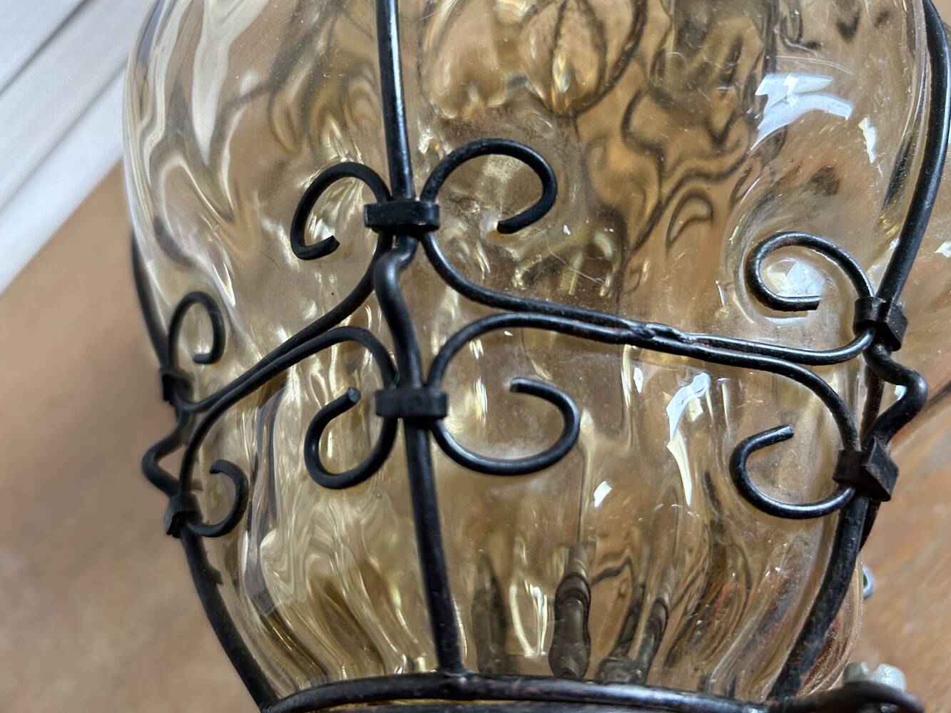 Hallway cage lantern, Murano blown glass, Venice, vintage, 1960s