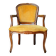 Velvet cabriolet armchair with decorative copper studs.