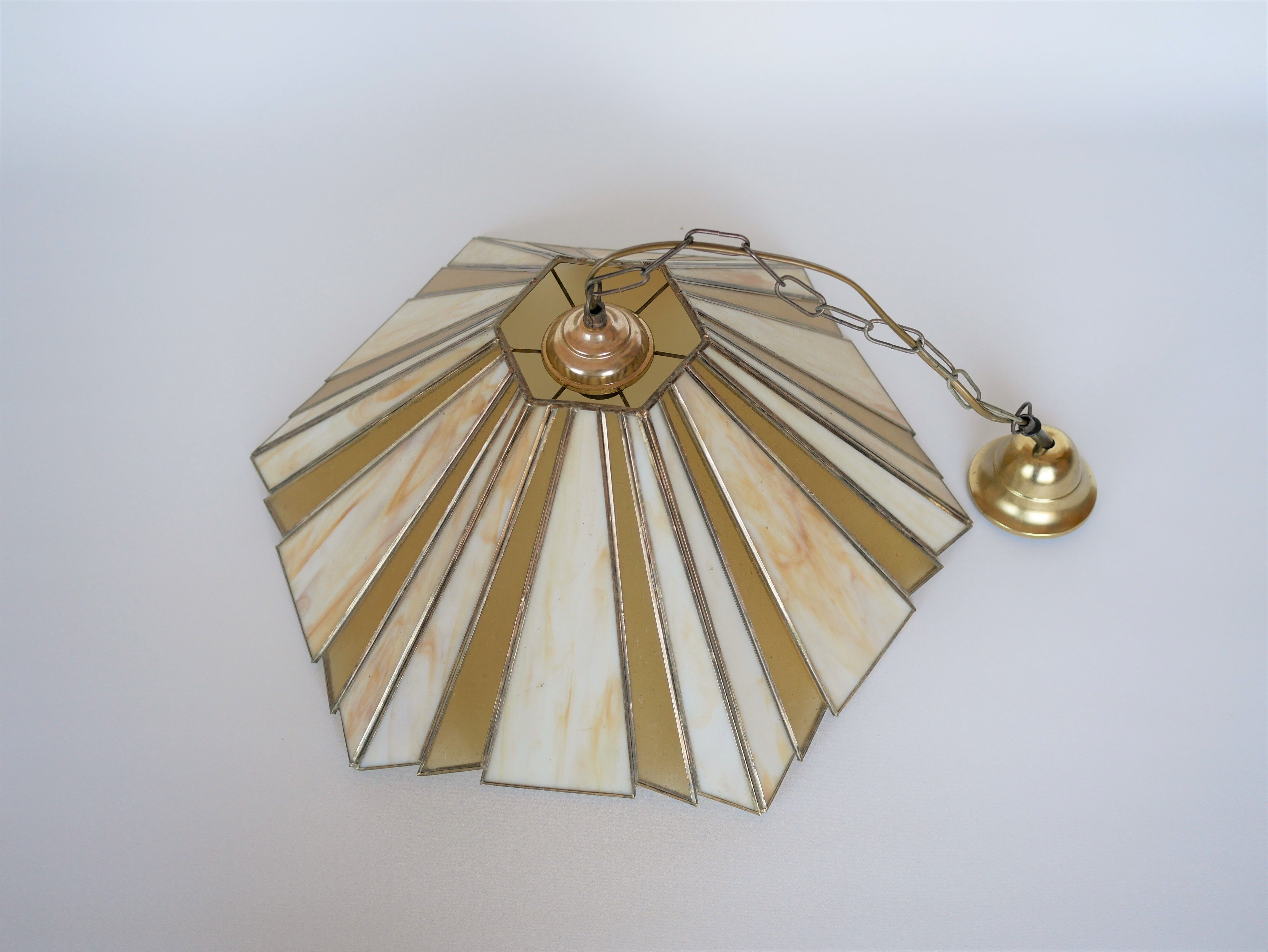 Suspension art déco vintage en verre Tiffany
