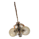 Space age chandelier with 3 lights, stainless steel and cut glass, Mazzega style, 1970